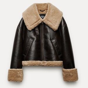 NWT ZARA Sz XS DOUBLE SIDED SHORT JACKET w SHERPA LINING